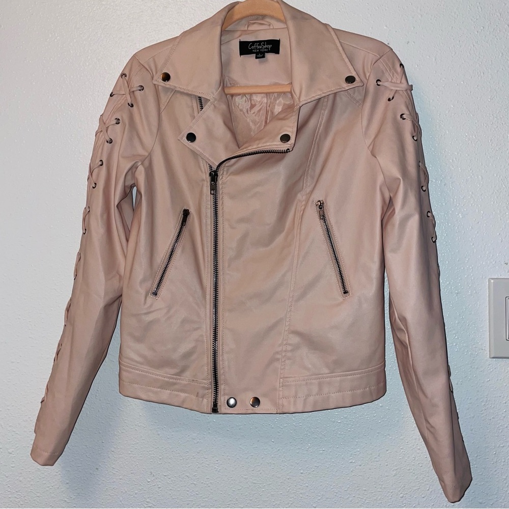 CoffeeShop Women's Pink Faux Leather Jacket